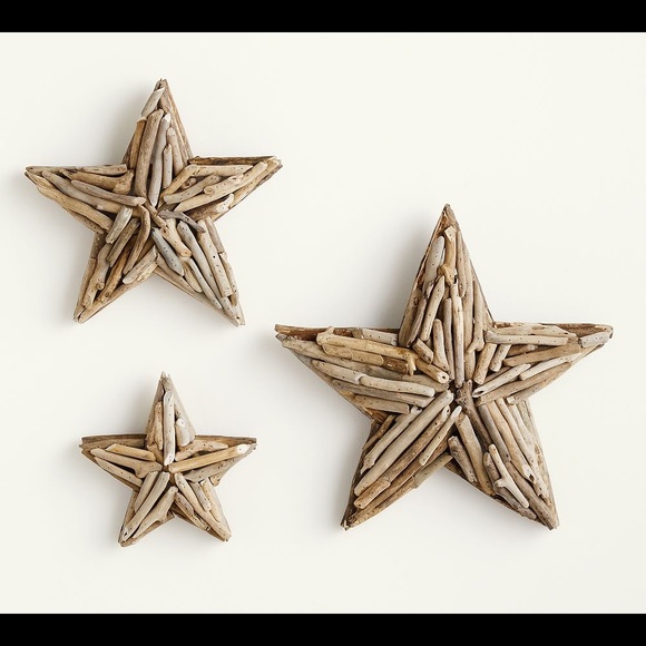 Pottery Barn Other - Pottery Barn Rustic Pieced Driftwood Stars Wall Art - Set Of 3 ✨